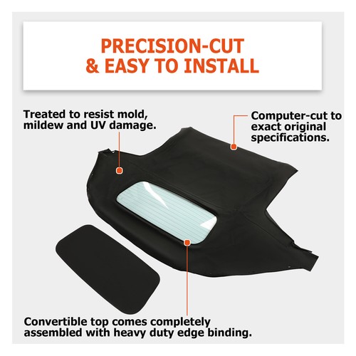 For 90-05 Mazda Miata Convertible Soft Top w/ Heated Glass Window Black Cabrio - Picture 4 of 17