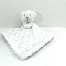 Little Beginnings White Bear Security Blanket Lovey Silver Rosette Swirl Gray