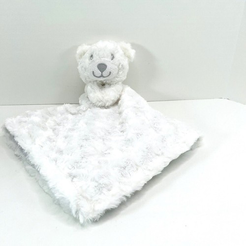 Little Beginnings White Bear Security Blanket Lovey Silver Rosette Swirl Gray - Picture 1 of 4