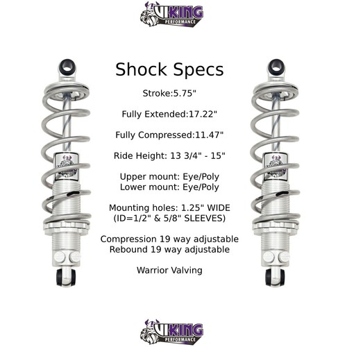 Universal 4 link Viking Rear Coilover Kit Double Adjustable & 12" 225lb USA * - Picture 8 of 13