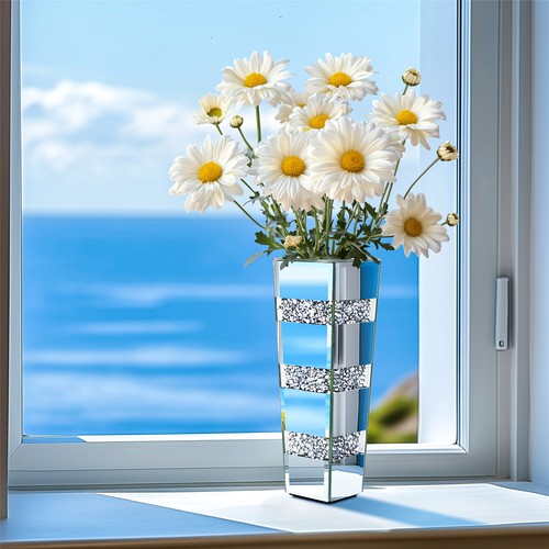 Flower Vase Crushed Diamond Mirrored Vase for Home Decor Flowers Centerpieces AU - Picture 2 of 15