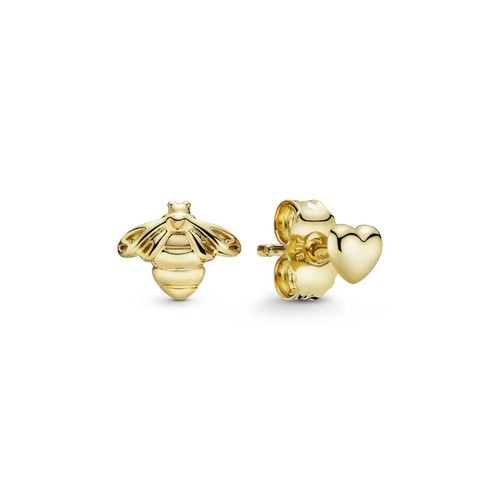 New 100% Genuine Authentic Pandora Shine Gold Heart & Bee Stud Earrings 267071 - Picture 2 of 8