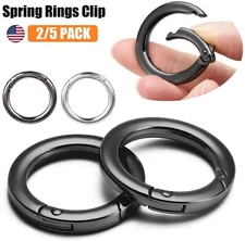 5× Metal Spring 1" O Rings Clip Keychain Round Carabiner Clips Keyring Snap Hook
