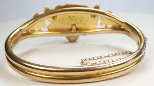 Victorian Diamond Gargoyle Head Bangle Bracelet 18K/14KY IC 6.75" 28.8 Grams - Picture 4 of 9