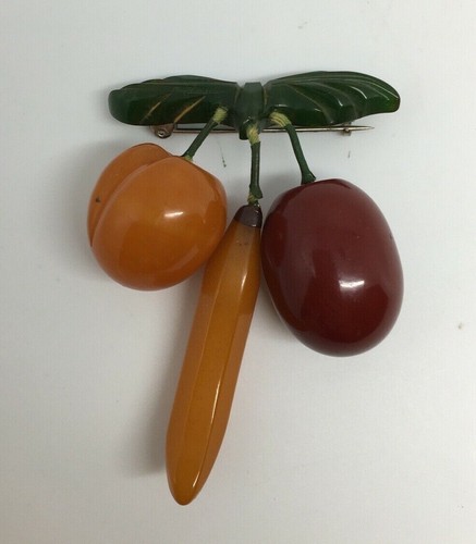 Bakelite Chunky Fruit Pin Vintage Buy It Now - Picture 2 of 5