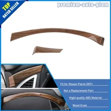 2x Central Console Dashboard Strip Trim Cover For Nissan Armada 2017+ Wood Grain
