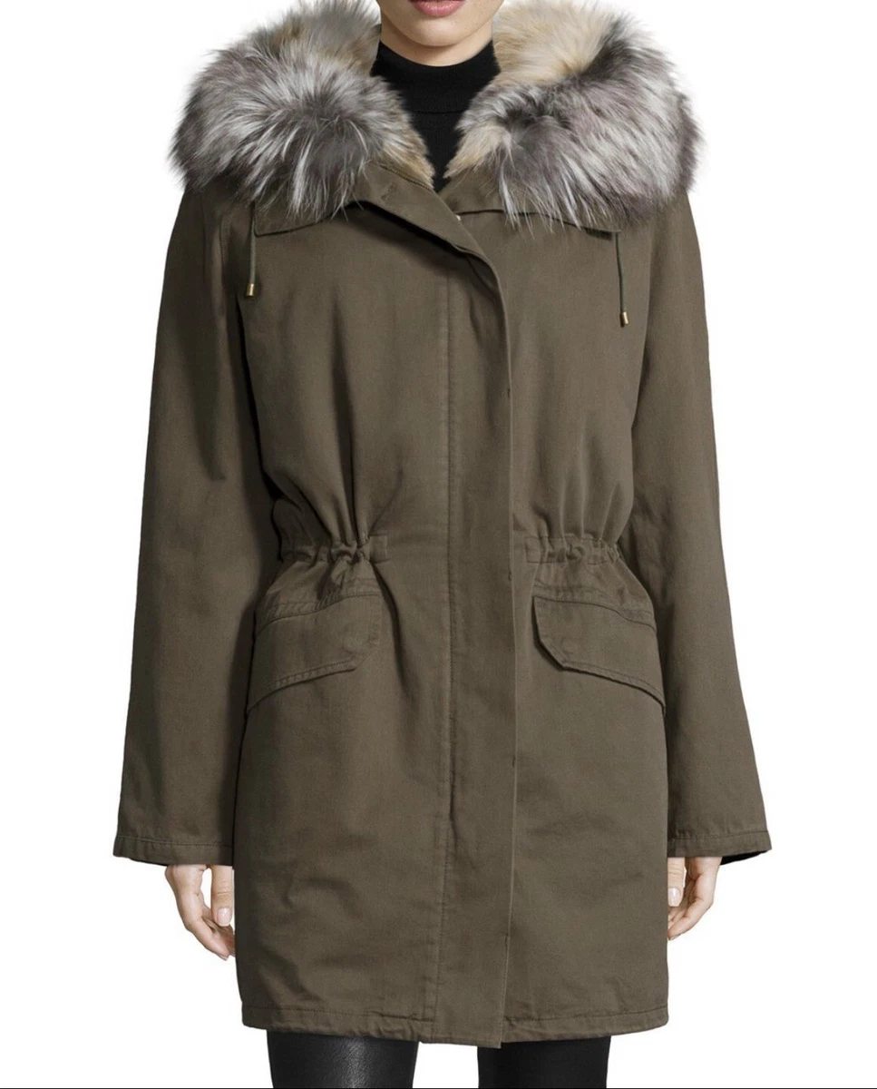 Army By Yves Salomon Fur Parka in Khaki Color Size FR 38 (US S) | eBay