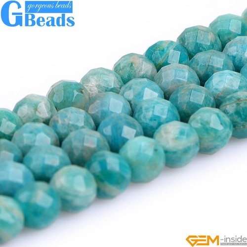 Cuentas redondas de piedra facetada amazonita rusa verde natural envío gratuito 15" 8 mm - Imagen 3 de 5