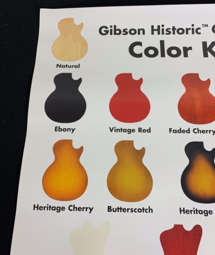 VINTAGE 1998 NEW GIBSON HISTORIC COLLECTION GUITAR COLOR KEY POSTER NASHVILLE - Picture 2 of 12