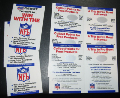 1993 PRO SET PLAYBOOK V NFL scratch off game LOT 6 UNSCRATCHED