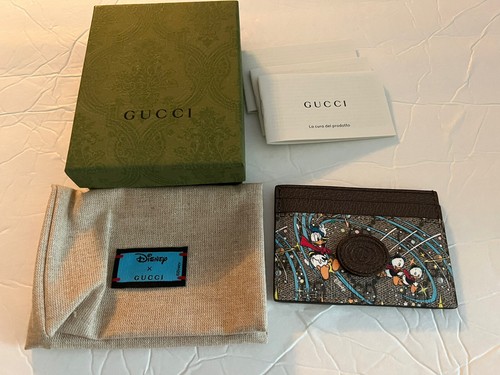 Gucci Donald Duck Leather Card Case Holder Wallet w/ box storage bag card NEW - Picture 11 of 12