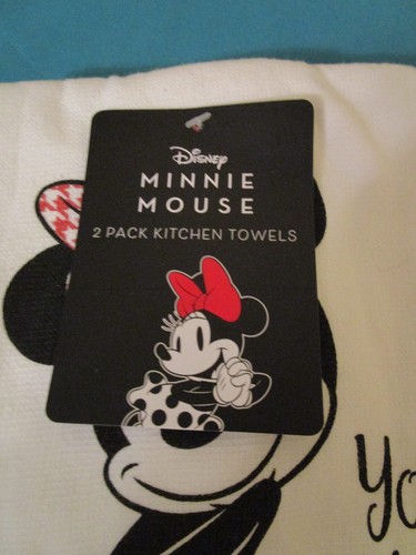 "Mouse Minnie ""Yoo Hoo!" Set 2 asciugamani da piatto confezione da 16"" x 26"" nuovi con etichette - Foto 2 di 4