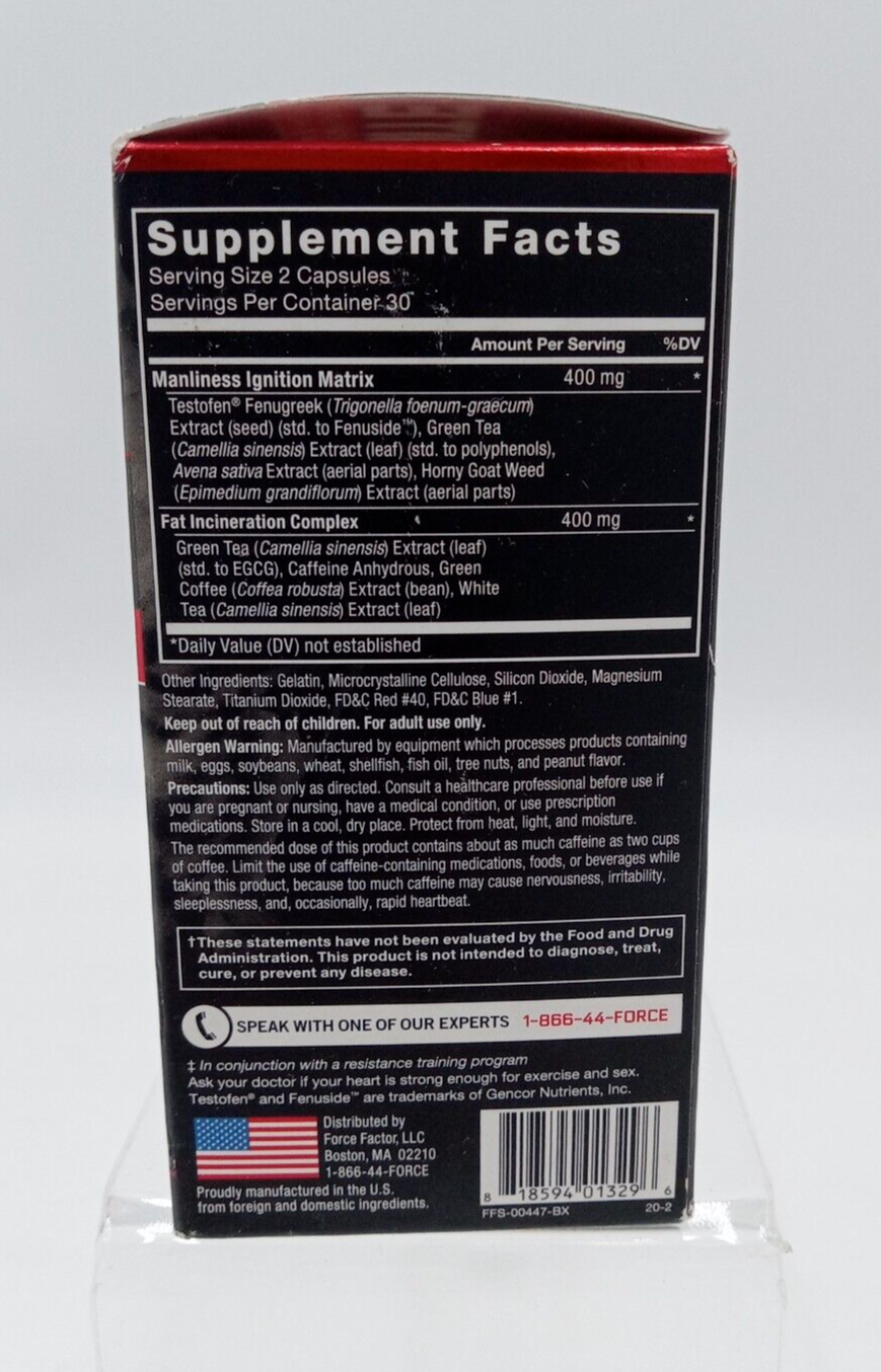 Force FactorTEST X180 IGNITE, 60Caps (Testosterone booster&Fat Burner