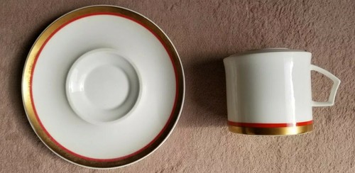 MIKASA Fine China CABERNET Cup & Saucer Set White with Gold & Orange Trim - Picture 5 of 8