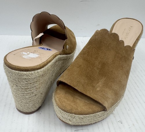 Kate Spade Toby Women's Sandals 8.5 Tan Leather Wedge Espadrille Sandals - Picture 3 of 10