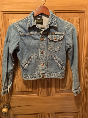 Vintage Wrangler Youth Sz 14 Trucker Jean Jacket Denim Youth Kids Made in USA - Picture 1 of 12