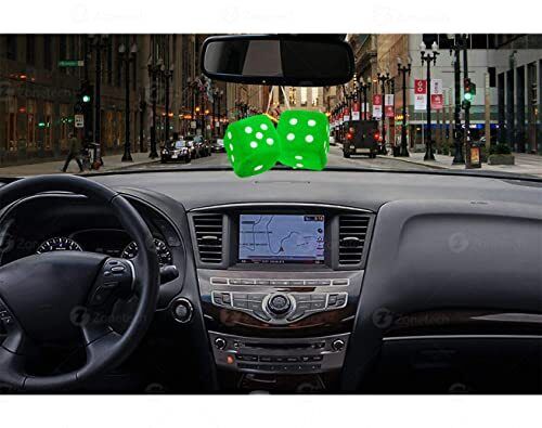 Pair of Retro Square Mirror Hanging Couple Fuzzy Plush Dice with Dots for Car - Picture 2 of 7