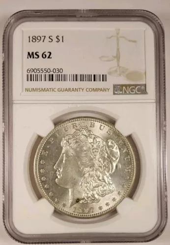 1897 "S" Morgan SILVER Dollar $1 NGC MS62 San Francisco