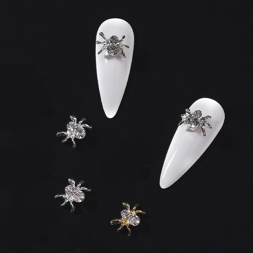10x Halloween Metal Spider Nail Rhinestones Crystal Stones 3D Glitter Nails Art - Picture 3 of 11