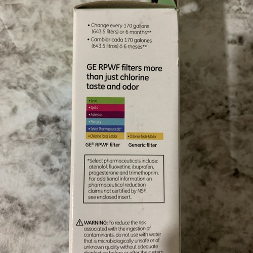 Genuine GE RPWF SmartWater Refrigerator Filter Replacement Cartridge Premium New - Picture 5 of 6