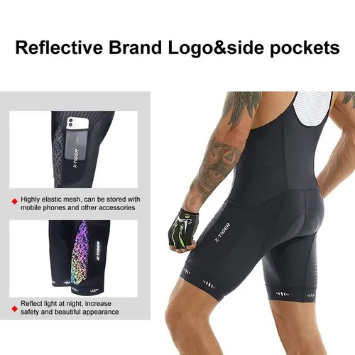 Cycling Bib Shorts 5D Gel Pad Mountain Bike Shorts Pockets Breathable UPF50+ - Picture 4 of 22