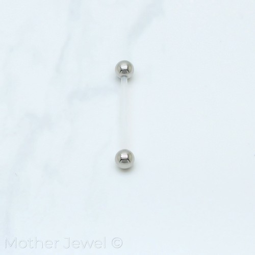 FLEXIBLE CLEAR RETAINER MATERNITY BELLY PIERCING BAR SILVER SURGICAL STEEL RING - Picture 4 of 22