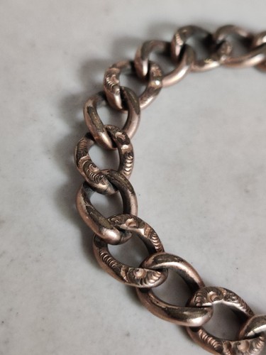Antique Victorian Repousse Padlock Heart Bracelet Chunky Link Rose GF Initials - Picture 6 of 24