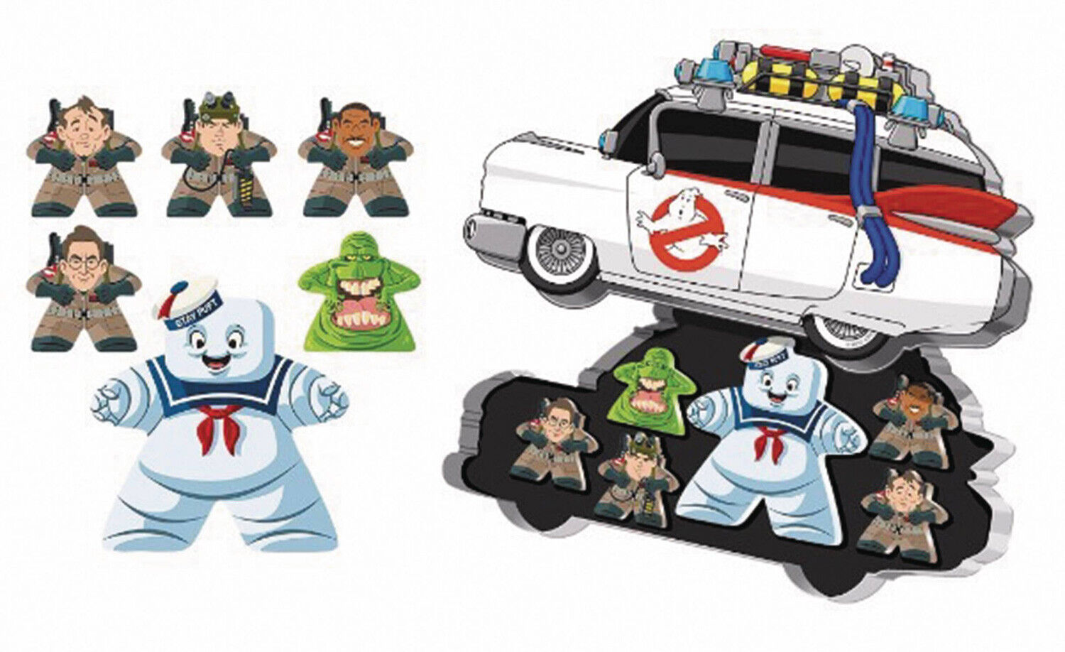 Cryptozoic Mighty Meeples Ghostbusters Ecto-1 Collection Tin 6 Figure Set Sealed
