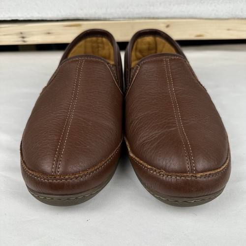 L.L. Bean Men’s Elkhide Brown Leather Slippers Slip-on Sz 8 M #272346 Shoes EUC - Picture 2 of 9