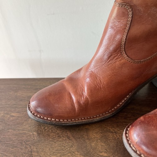 Frye Brown Leather Knee High Boots Women’s 8.5B 76576 Pull On Heeled Western - Picture 4 of 21