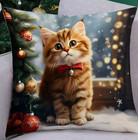 Cat Christmas Themed Cushion Cover - Sale For Our Animal Charity - 45X45cm gct