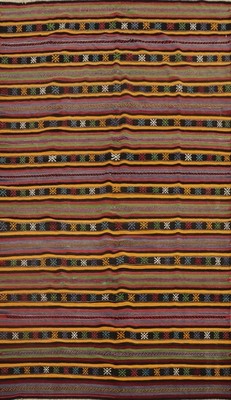 Striped Kilim Area Rug 5x9 Flat-weave Turkish Carpet with Intricate Design