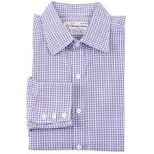 Turnbull  Asser Classic-Fit Blue Multicolor Check Cotton Dress Shirt 16.5 x 36