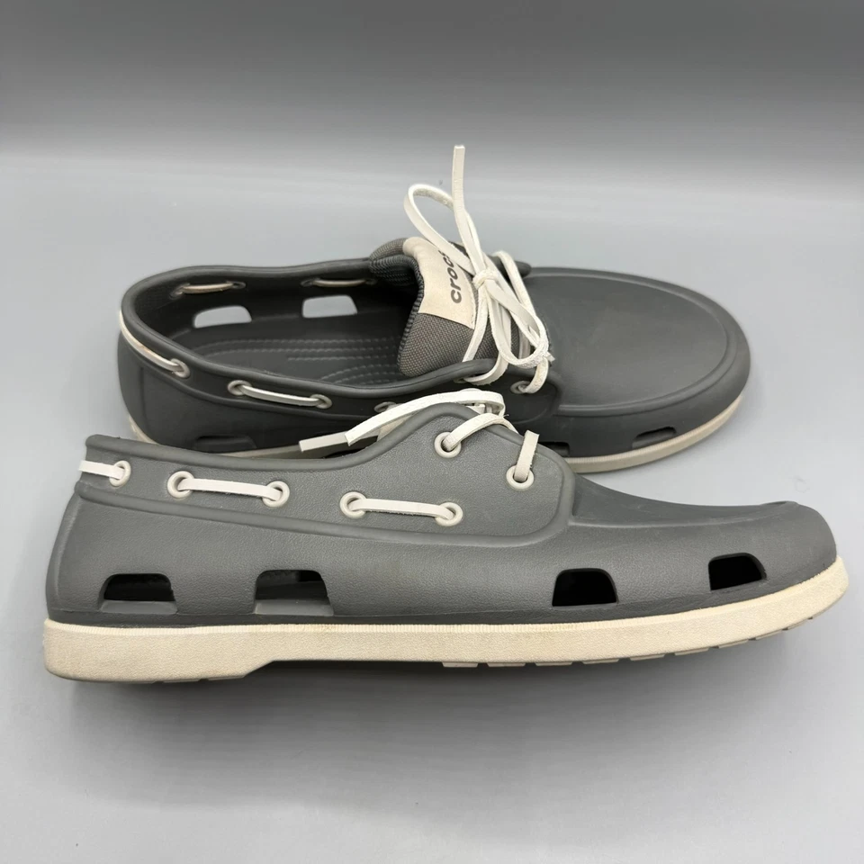 Zapatos de barco clásicos Crocs para hombre doble comodidad sin cordones gris talla 10 Foto 2 de 4