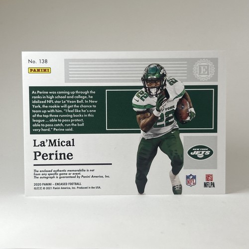 2020 Panini Encased Rookie Cap Blue /25 La'Mical Perine #138 RPA Patch Auto RC - Picture 12 of 12