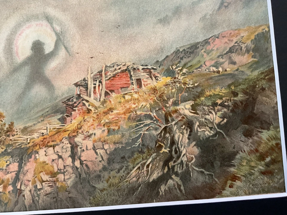 Rare 1885 Art Print , Genuine, Mounted , Spiritualism, SPECTRE OF THE BROCKEN - image 3 of 4