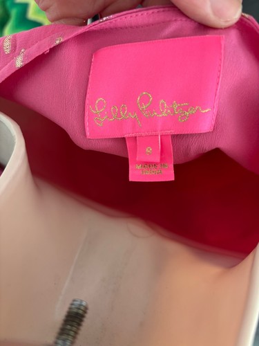 Lilly Pulitzer Pink Gold Metallic Dress Size 8 Lightweight Made In India - Picture 5 of 9