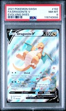2021 POKEMON SWORD & SHIELD EVOLVING SKIES #192 FULL ART/DRAGONITE V PSA 8