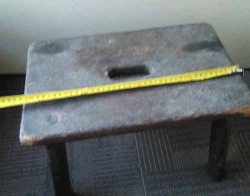 Antiker primitiver 4-beiniger Melkhocker, 16,5" Länge - Bild 13 von 14