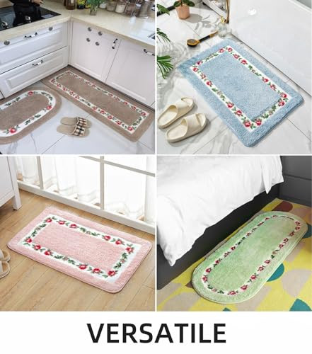 Bathroom Rugs with Romantic Rose Flower Soft 2'6" x 1'6" (Rectangular) Pink - Bild 7 von 7