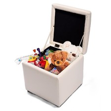 Faux Leather Ottoman Pouffe Storage Toy Box Foot Stools Single Seater Bench Seat