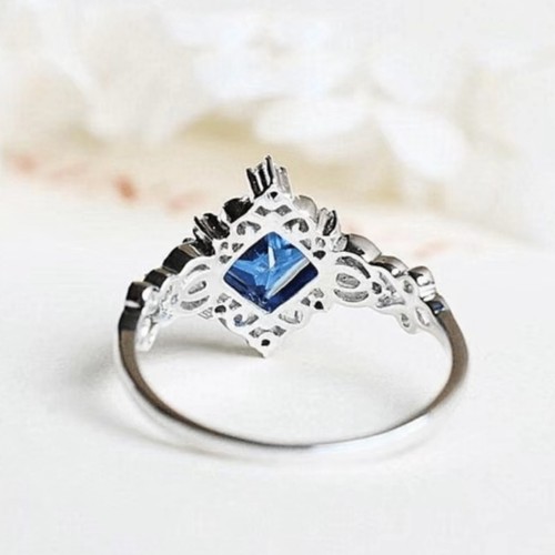 925 Silber vergoldet blau Zirkonia Ring silberfarben feiner Schmuck Größe 9 - Bild 2 von 5