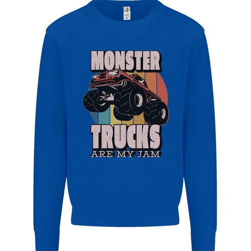 Monster Trucks are My Jam Funny Kids Sweatshirt Jumper - Picture 6 of 33