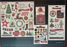 My Mind's Eye COMFORT AND JOY Chipboard, Stickers, Brads, Cards Christmas LOT