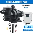 900W Solar Pump Inground Swimming Pool Pump DC72V Brushless Motor 92GPM 62' Hmax