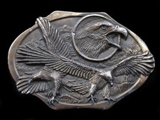 SA13144 VINTAGE 1984  AMERICAN BALD EAGLE  COMMEMORATIVE ART BELT BUCKLE