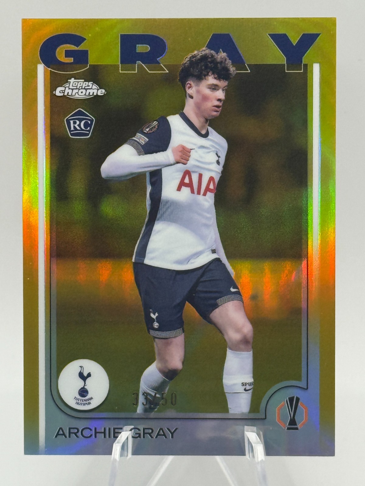 2024-25 Topps Chrome UEFA UCC #170 ARCHIE GRAY Gold Refractor /50 RC