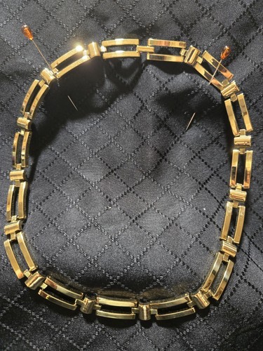 Vintage Napier Rectangle Chain Link Necklace Gold Tone 18” Chic Shiny - Picture 3 of 7