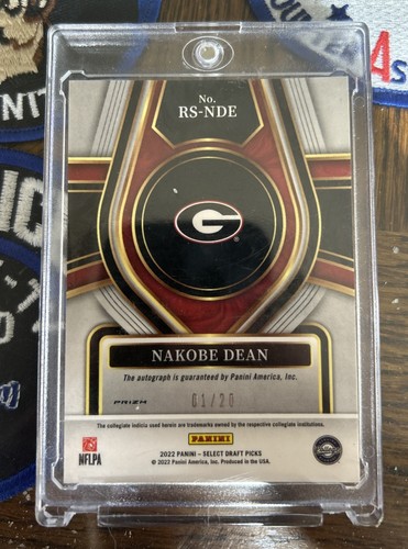 2022 Panini Select Draft Picks Auto Nakobe Dean #RS-NDE Red Lazer /20 - Picture 4 of 4
