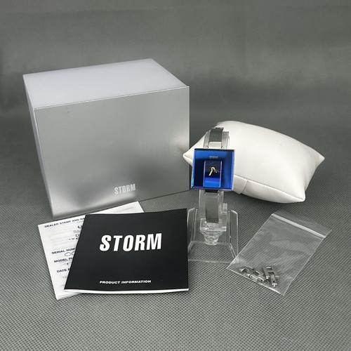 Storm Womens Tavi Watch Silver S.Steel Blue Dial Square Ladies New Battery Boxed - Picture 2 of 20